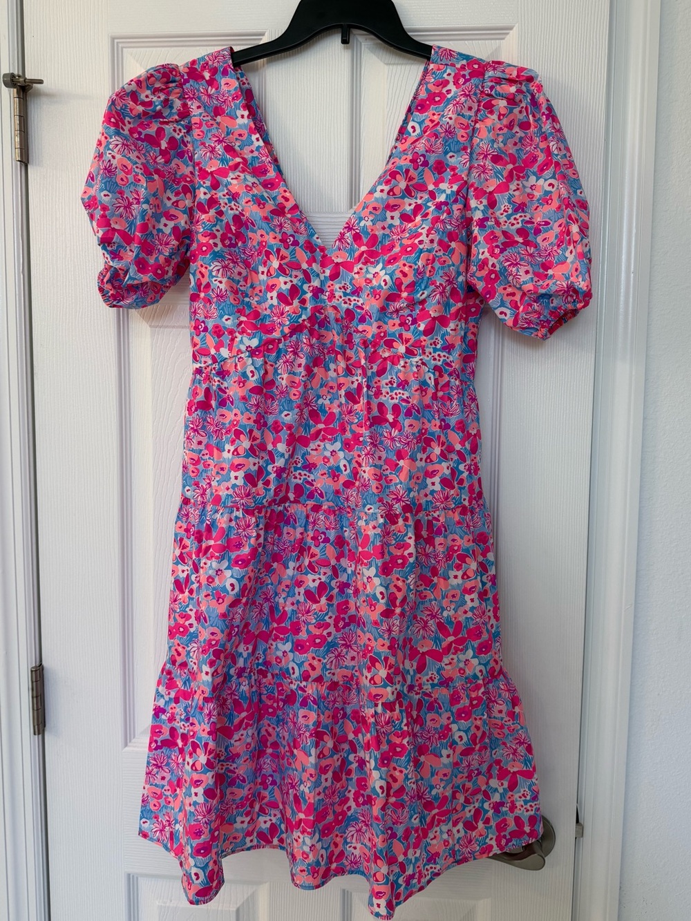 Lilly Pulitzer Pink, Blue & Purple Floral Puff-Sleeve Dress
